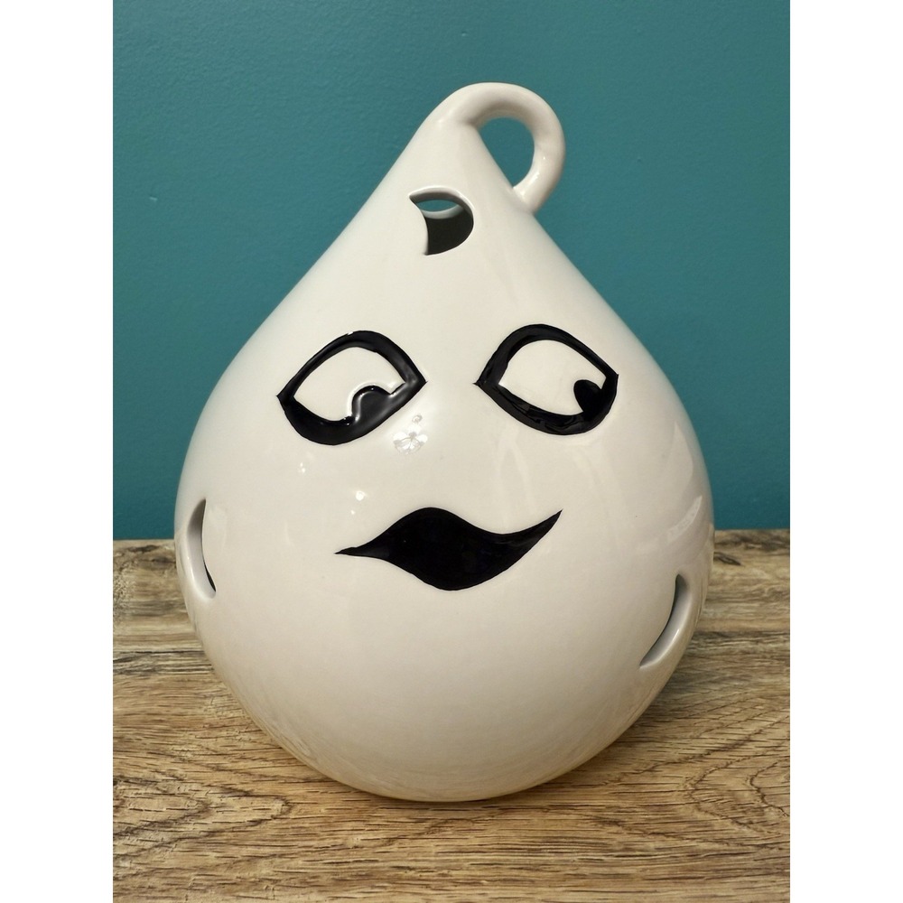 Yankee Candle Co Ceramic Candle Holder Halloween Ghost Jack-O-Lantern RETIRED